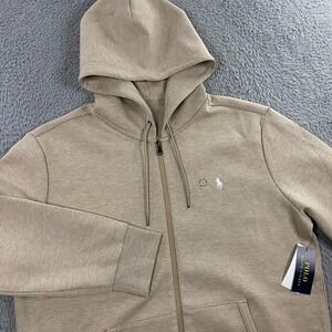 Polo Ralph Lauren Long Sleeve Knit Hoodie Mens Large Beige LSFZHOODM1‎ NEW 2025